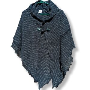 Sonoma Black & Gray Poncho OS Polyester
